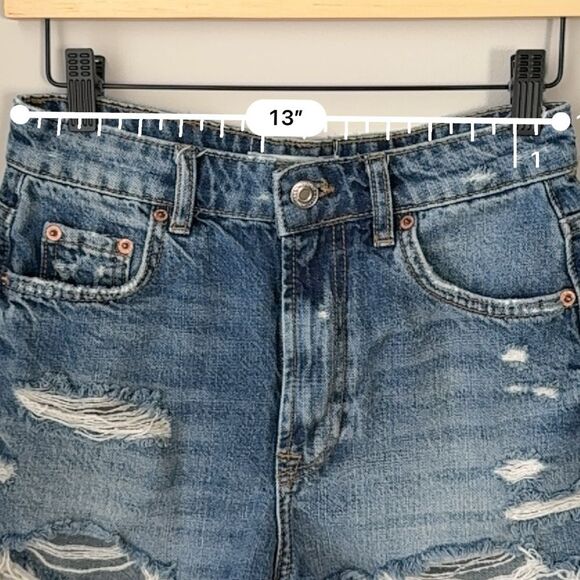 Zara Distressed High Waist Shorty Cut Off Shorts - Picture 6 of 7